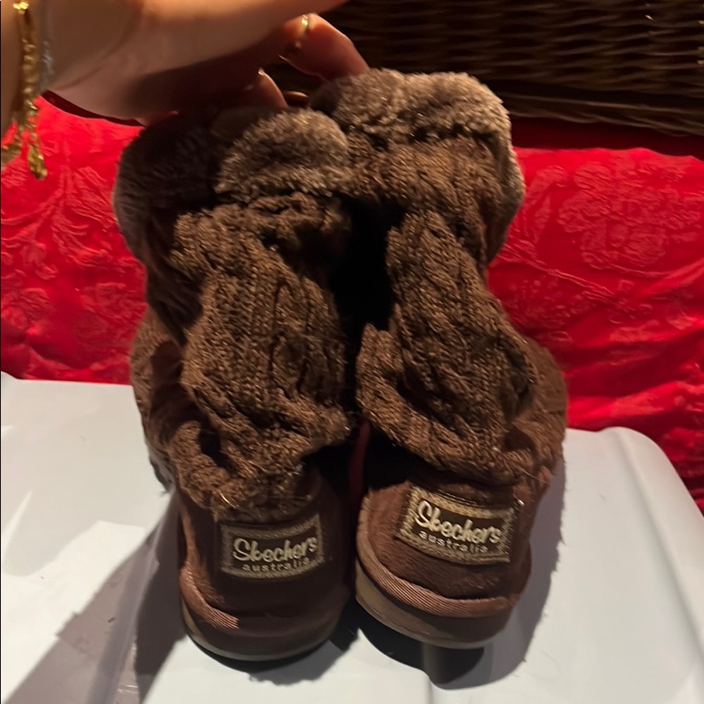 Brown Skechers Boots with Faux Fur